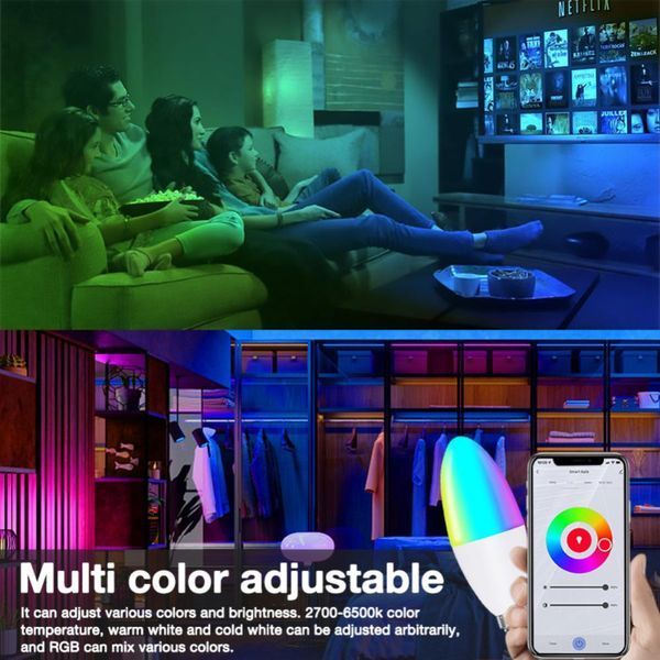 LED світлодіодна лампа RGB+CW WIFI Е14 TUYA (F10036) F10036 фото