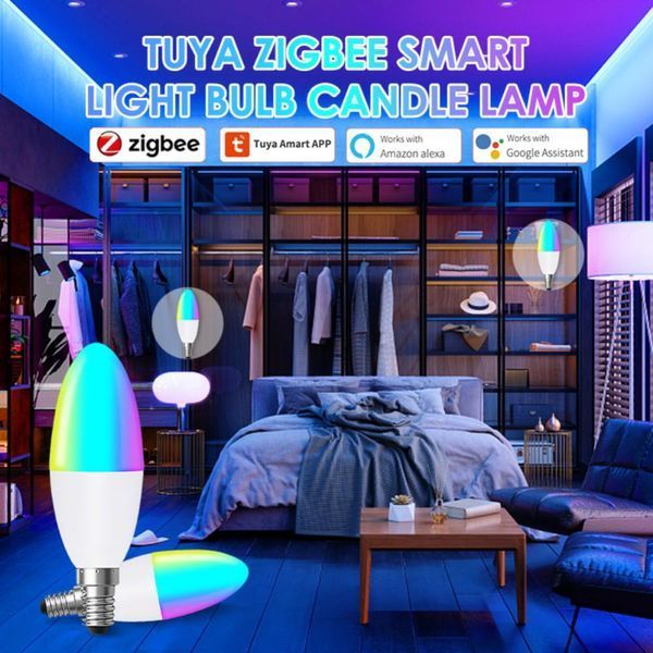 LED світлодіодна лампа RGB+CW WIFI Е14 TUYA (F10036) F10036 фото