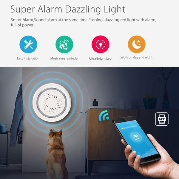 Сирена WiFi з датчиком температури та вологості 100dB TUYA (NAS-AB02W-HT) F10094 фото