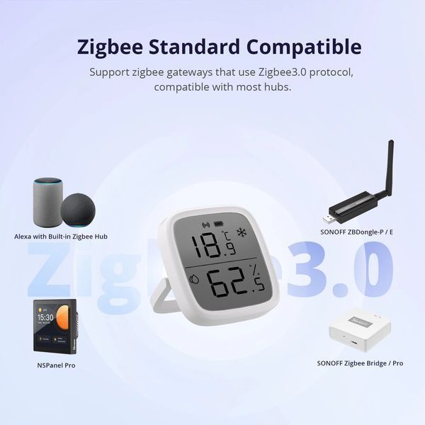 Датчик температуры и влажности Zigbee SONOFF с дисплеем (SNZB-02D) F10143 фото