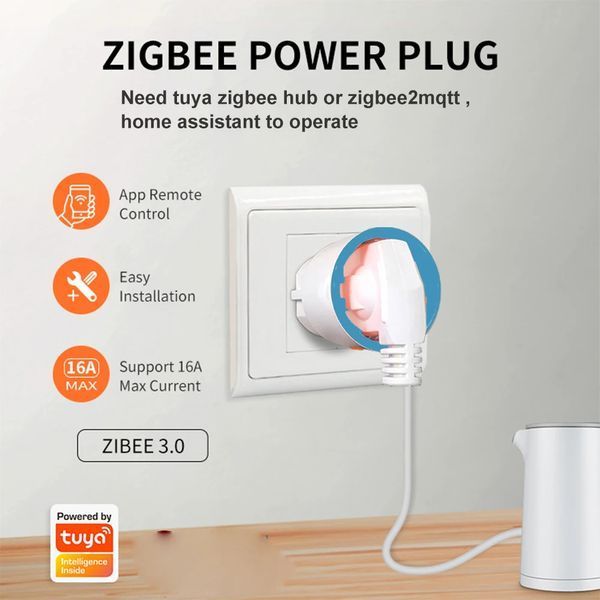 Розумна розетка ZigBee HomeKit 16A з енергомоніторингом Tuya (F10392) F10392 фото
