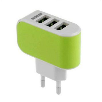 USB Розетка адаптер на три устройства салатовая (ljh-186) F10344 фото