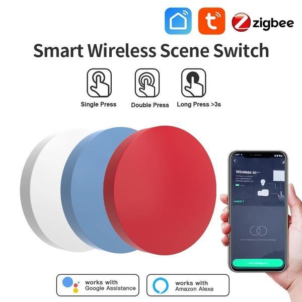 Беспроводной смарт переключатель сцен Zigbee TUYA синий (F10489) F10489 фото