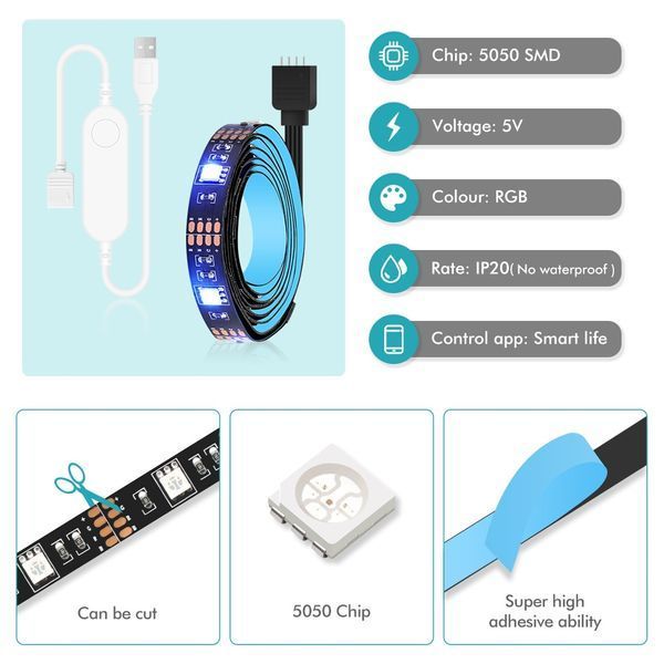 Zigbee Світлодіодна LED стрічка RGB Tuya 2 м (F10396) F10396 фото