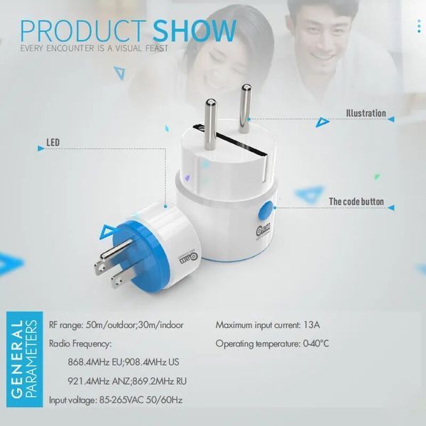 Разумная розетка Z-Wave с энергомониторингом 13А NEO Coolcam (NAS-DS01T) F10253 фото