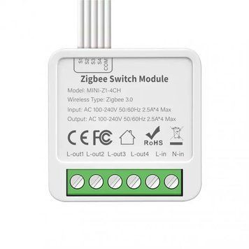 Реле ZigBee четырехканальное Tuya (MINI-Z1-4CH) F10032 фото