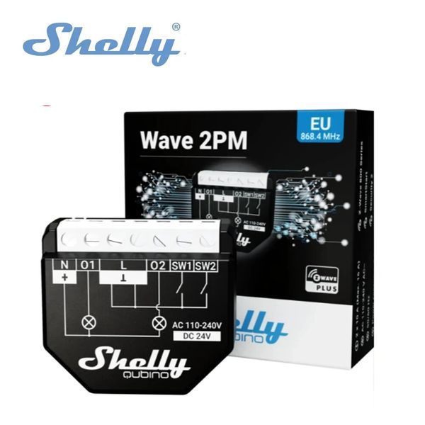Реле двухканальное Z-Wave Shelly Qubino Wave 2PM (АС-DC) F10262 фото