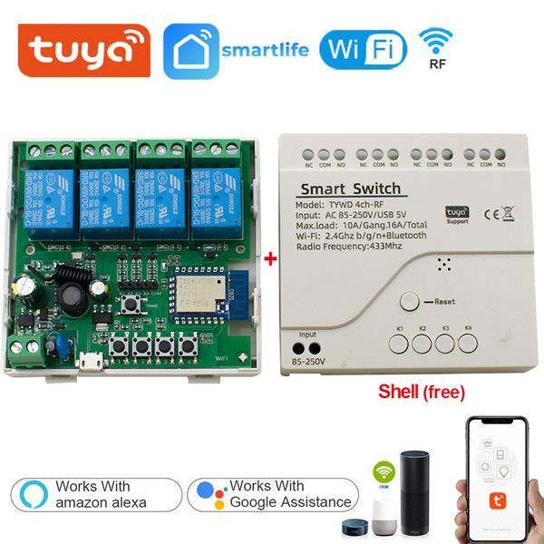Чотириканальне реле WiFi з сухим контактом Tuya (85-250V АС) F10020 фото