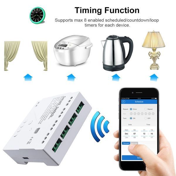 Чотириканальне реле WiFi з сухим контактом Tuya (85-250V АС) F10020 фото