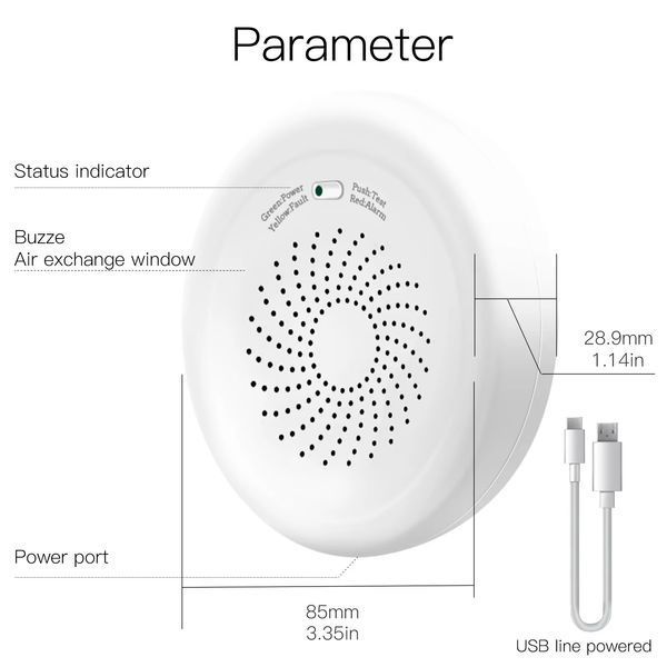 Zigbee датчик витоку природного газу Tuya Smart для розумного дому (ZSS-QY-GL) F10501 фото