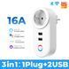 Розумна розетка WiFi 16A з USB TUYA (F10358) F10358 фото 2