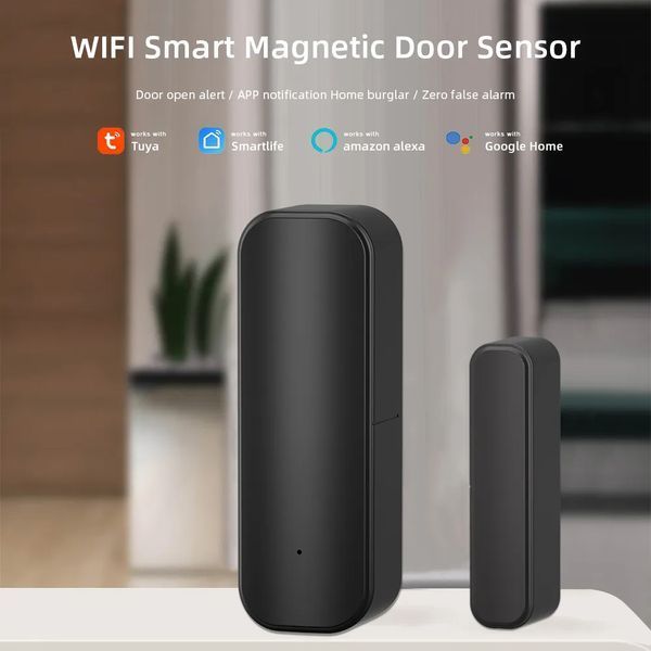 Датчик відкриття дверей вікна WIFI Tuya чорний (19JWT-B) F10359 фото