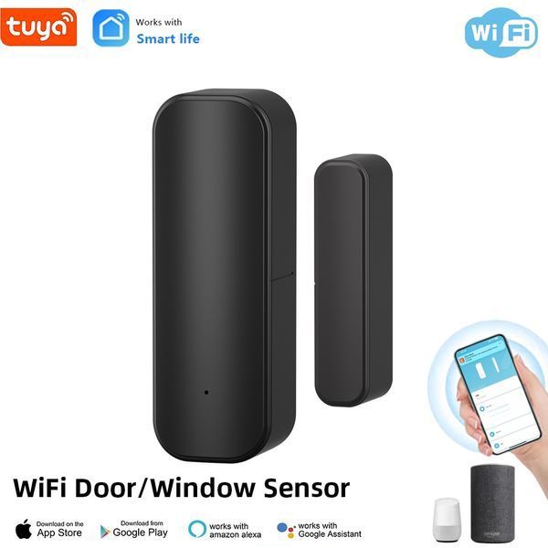 Датчик відкриття дверей вікна WIFI Tuya чорний (19JWT-B) F10359 фото