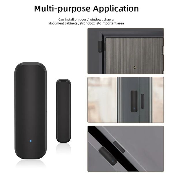 Датчик відкриття дверей вікна WIFI Tuya чорний (19JWT-B) F10359 фото