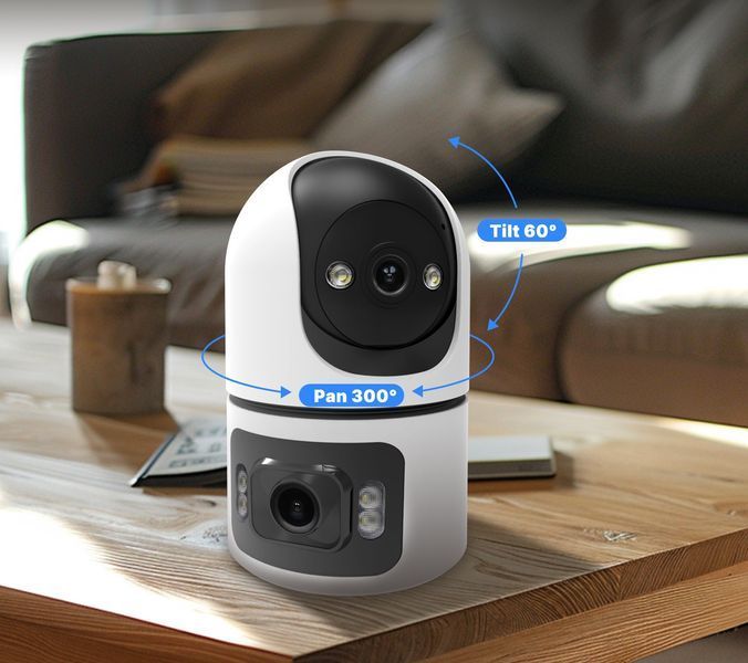 Умная поворотная Wi-Fi IP-камера Moes Tuya Smart с двойным объективом 4 Мп (Q09XM8) F10502 фото