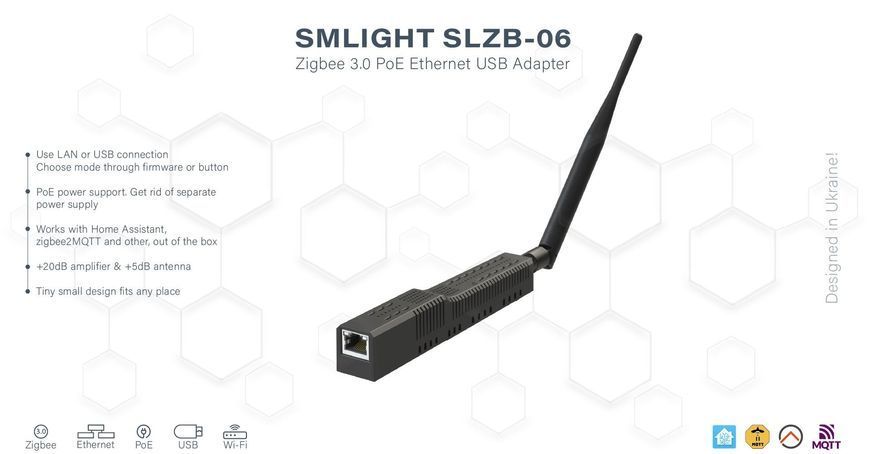 Координатор контроллер с Ethernet Wi-Fi Zigbee SMLight (SLZB-06) F10456 фото