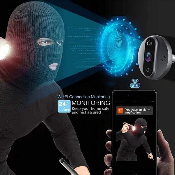 Дверной беспроводной Wi-Fi звонок домофон с камерой 3MP TUYA (F10406) F10407 фото