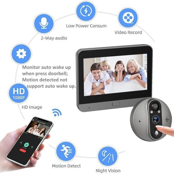 Дверной беспроводной Wi-Fi звонок домофон с камерой 3MP TUYA (F10406) F10407 фото