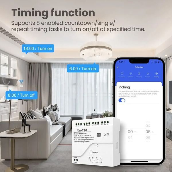 Четырехканальное реле WiFi с сухим контактом Tuya (7-32В DС) F10267 фото