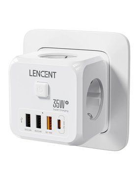 Сетевой фильтр 35W тройник 7 в 1 LENCENT (PA037EU-PD) F10363 фото