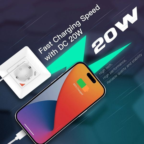 Розумна розетка WiFi 16A з USB Type-C TUYA (SWPPD86-01OG) F10122 фото