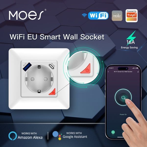 Розумна розетка WiFi 16A з USB Type-C TUYA (SWPPD86-01OG) F10122 фото