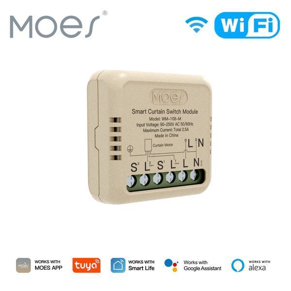 WiFi міні-реле керування двигуном штор Moes Tuya Smart для розумного дому (WM-108-M) F10508 фото