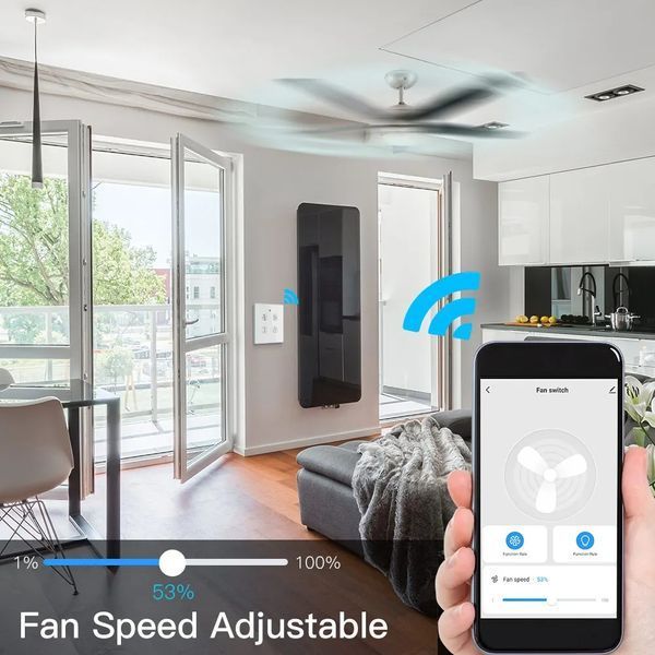Розумний Wi-Fi RF регулятор обертів вентилятора та керування освітленням Moes TUYA (WF-EU-FL) F10477 фото