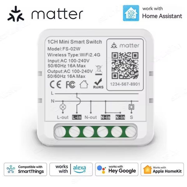 Реле Matter WiFi одноканальное 16А (F10466) F10466 фото