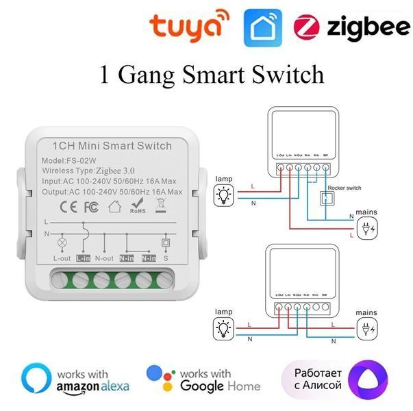 Реле ZigBee одноканальне Tuya (FS-02Z) F10370 фото