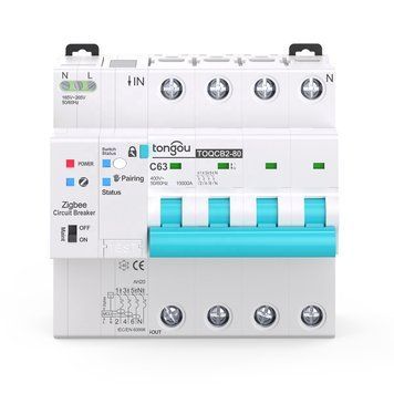 Zigbee автоматический трехфазный выключатель 63А с защитой и энергомониторингом TUYA (TOQCB2-80-Z) F10528 фото
