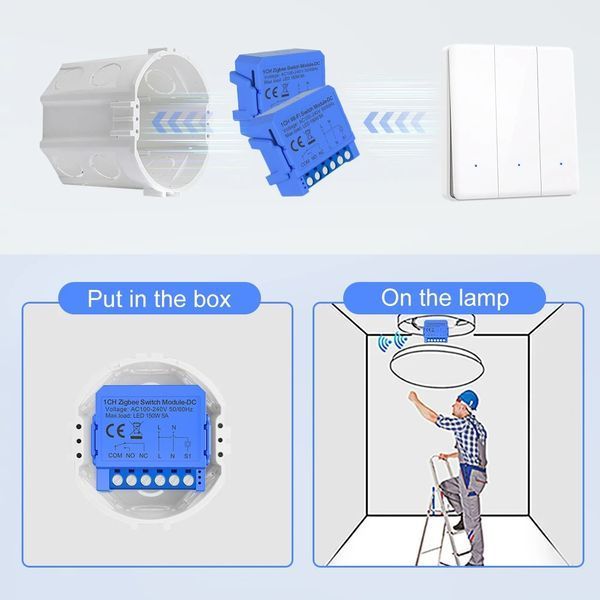 Розумне реле ZigBee сухий контакт одноканальне Tuya AC100-240В (ZSM16-AC1) F10421 фото