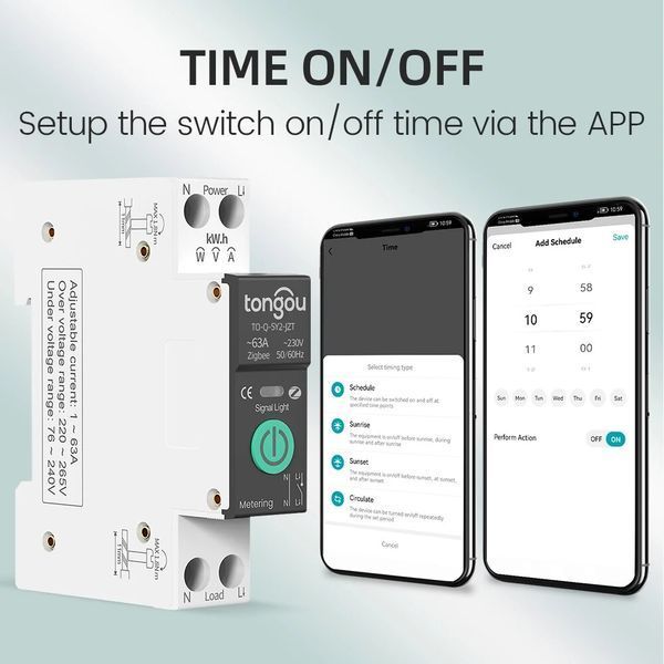 Zigbee автоматичний вимикач TUYA з енергомоніторингом та захистом (TO-Q-SY2-JZT) F10186 фото