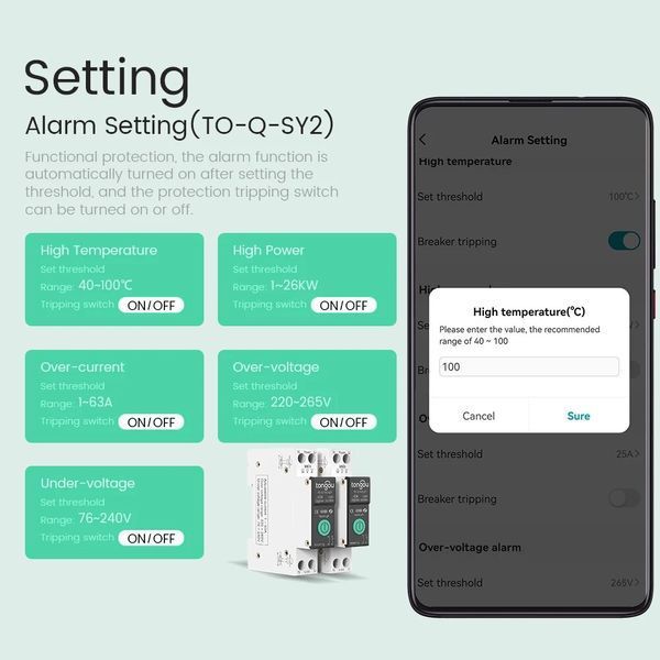 Zigbee автоматичний вимикач TUYA з енергомоніторингом та захистом (TO-Q-SY2-JZT) F10186 фото