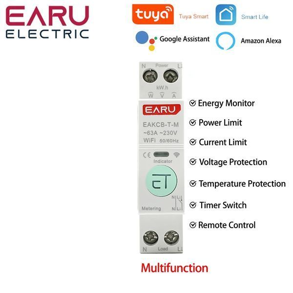 Zigbee автоматический выключатель TUYA 1-63А с энергомониторингом и защитой (EAKCB-TM) F10381 фото