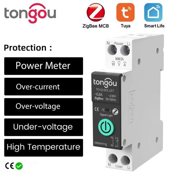 Zigbee автоматичний вимикач TUYA з енергомоніторингом та захистом (TO-Q-SY2-JZT) F10186 фото