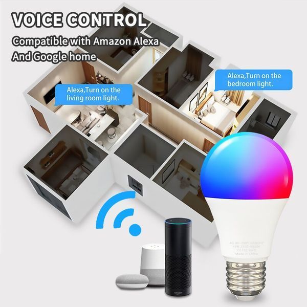 LED світлодіодна лампа RGBCW WIFI E27 TUYA (F10040) F10040 фото