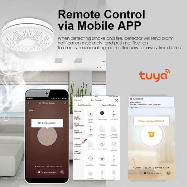 Датчик диму та СО WiFi TUYA (F10035) F10035 фото