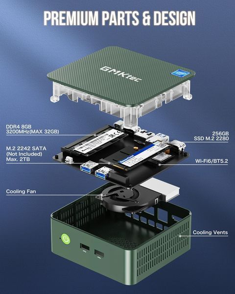 Мини портативный компьютер GMKtec G3 Intel Alder Lake N100 8/256GB для системы умного дома F10480 фото