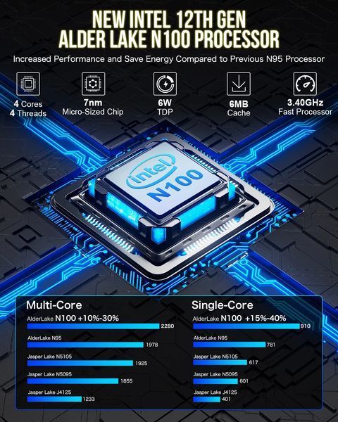 Мини портативный компьютер GMKtec G3 Intel Alder Lake N100 8/256GB для системы умного дома F10480 фото