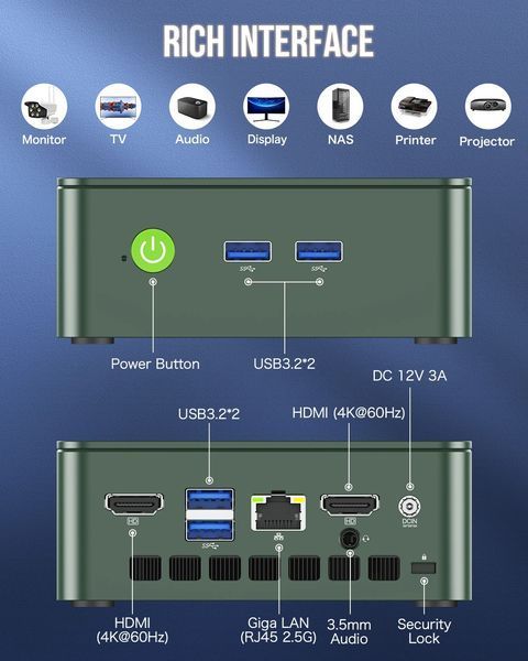 Мини портативный компьютер GMKtec G3 Intel Alder Lake N100 8/256GB для системы умного дома F10480 фото